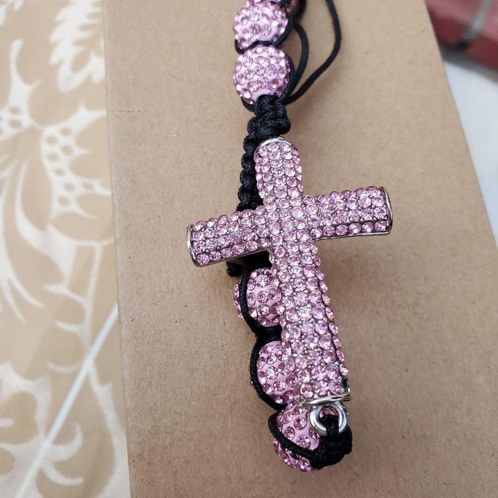 Pink Rhinestone Cross Bracelets - Picture 2 of 3